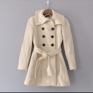 J. Crew wool blend cream off white winter double breasted pea coat size 2 petite